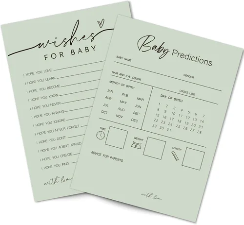 Vista 8 de Whaline 50 hojas de predicciones y consejos para baby shower, tarjetas de actividades para juegos de fiesta, nuevo libro de consejos para padres