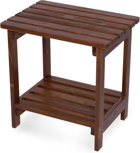 Vista 8 de Shine Company Providence - Mesa auxiliar rectangular de madera maciza, mesa de patio Adirondack para exteriores, color rojo chile Rojo (Chili Red)