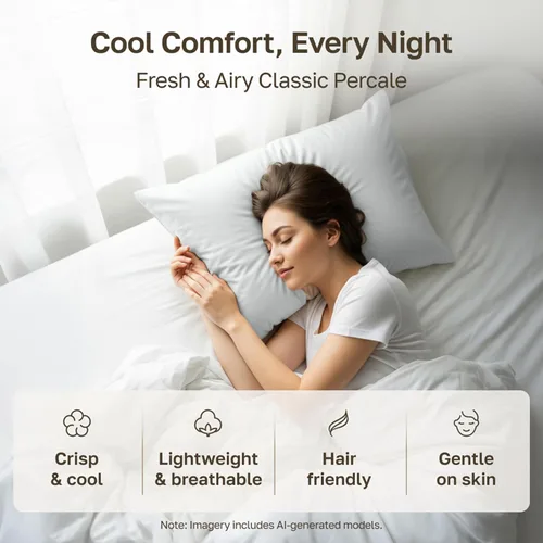 Vista 5 de California Design Den Juego de 2 fundas de almohada de 100 % algodón orgánico tamaño Queen/estándar, suaves y nítidas fundas de almohada de algodón