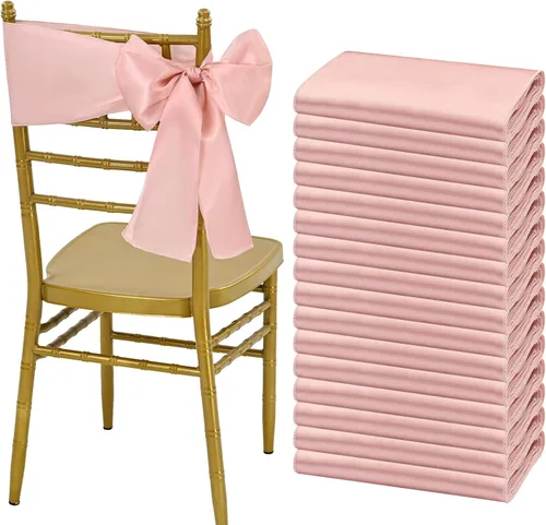 Vista 29 de Showgeous 60 cintas de satén color burdeos para decoración de sillas de recepción de boda, lazos para sillas de 7 x 78 pulgadas para banquetes