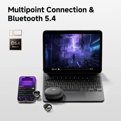 Vista 8 de QCY Crossky C30 Auriculares de oído abierto inalámbricos Bluetooth, auriculares de clip con 4 micrófonos ENC de cancelación de ruido, ajuste