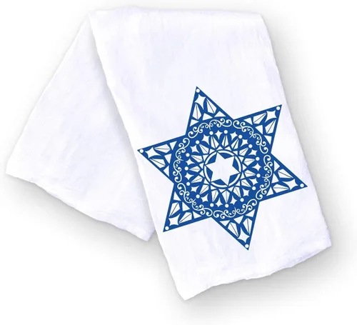 Vista 6 de Toalla de cocina divertida para las festividades judías, azul "Oy to the World" toalla judía para Hanukkah, regalo de anfitriona y para inauguración