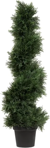 Vista 4 de Vickerman Árbol en espiral de cedro artificial de 3 pies de alto, cedro verde natural en maceta, resistente a los rayos UV, interior/exterior