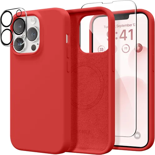 Vista 119 de GONEZ Funda magnética para iPhone 14, compatible con Magsafe, con protector de pantalla + protector de cámara, forro de microfibra antiarañazos