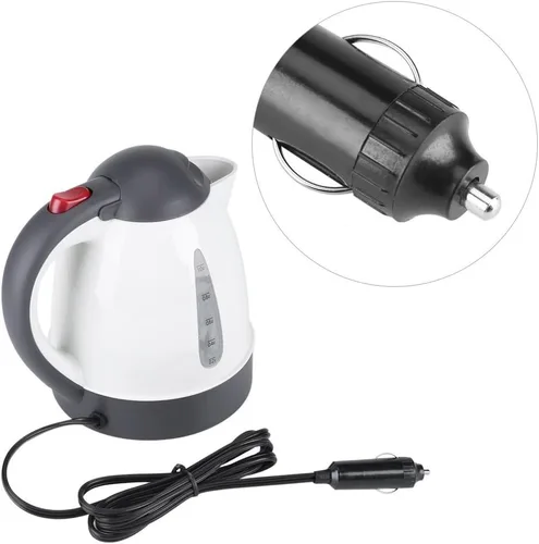 Vista 8 de Fdit Hervidor eléctrico portátil para automóvil, viaje por carretera, encendedor de cigarrillos DC12V/24V agua calentada, té, café, caldera, apagado