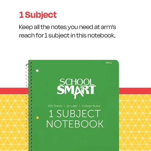 Vista 6 de School Smart Cuaderno de espiral no perforado de 1 materia, 100 hojas, 11 x 8-1/2 pulgadas