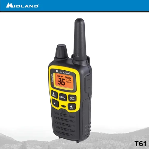 Vista 8 de Midland T61VP3 Radio bidireccional FRS de 36 canales - Walkie Talkie de hasta 32 millas de alcance - Amarillo/Negro (paquete de 6)