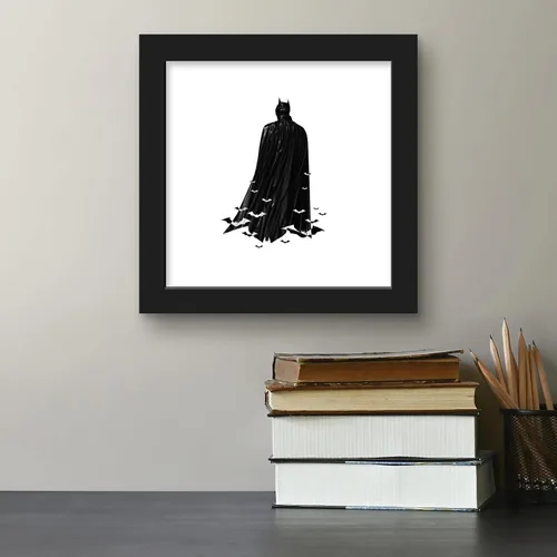 Vista 5 de Gallery Pops DC Comics The Batman - Arte de pared gráfico de capa de murciélago, versión enmarcada negra, 12 x 12 pulgadas
