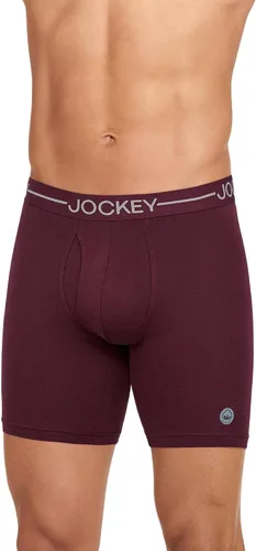 Vista 2 de Jockey Calzoncillos tipo bóxer elásticos de algodón orgánico para hombre de 6.5 pulgadas, paquete de 3