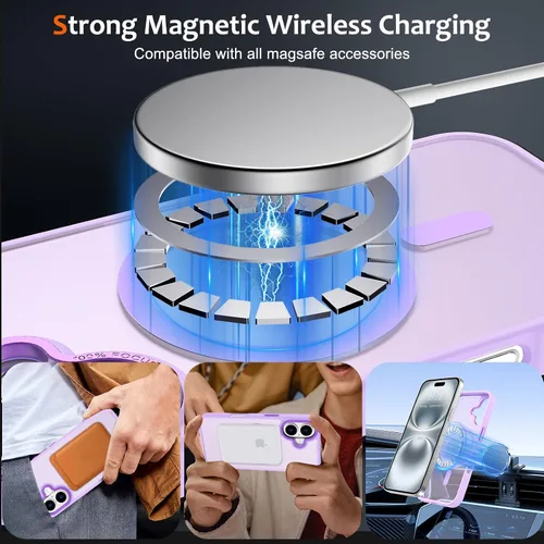 Vista 266 de Anuck - Funda magnética para iPhone 11 compatible con MagSafe, carcasa trasera mate translúcida dura, borde de TPU, delgada, resistente a impactos