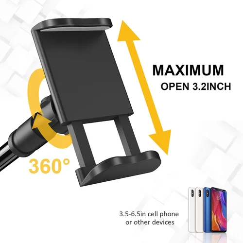 Vista 2 de Soporte para Teléfono de Cama con Cuello de Cisne – Brazo Flexible Montaje de Clip 360 Soporte Ajustable con Abrazadera Compatible con Teléfono
