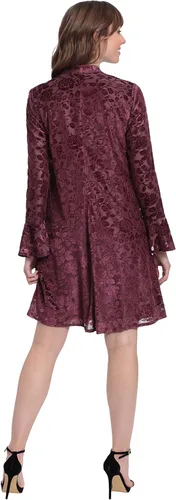 Vista 4 de London Times Vestido trapecio de manga larga con cuello alto para mujer