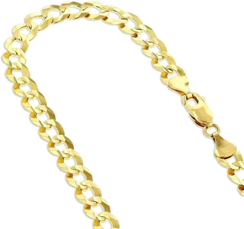 Vista 5 de The Diamond Deal Mens Solid 10k Yellow Gold 3.6mm Shiny Cuban Comfort Curb Chain Necklace For men for Pendants and Or Bracelet with Lobster-Claw