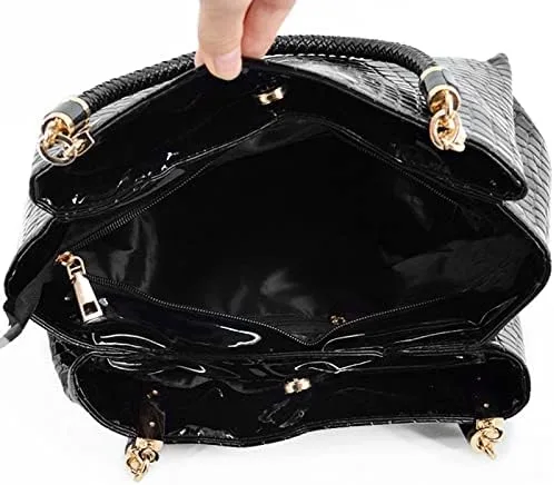 Vista 3 de Bolso grande de piel sintética con asa superior para mujer, talla única