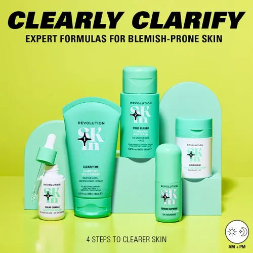Vista 4 de Revolution Skin, Clear Canvas - Suero facial aclarante de 5% niacinamida y 2% ácido salicílico, ayuda a un tono uniforme de la piel, vegano y libre