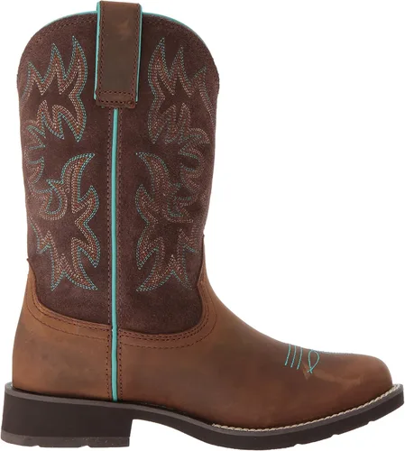 Vista 6 de Ariat Delilah Botas occidentales de punta redonda para mujer, botas de cuero de media pantorrilla, Marrón desteñido