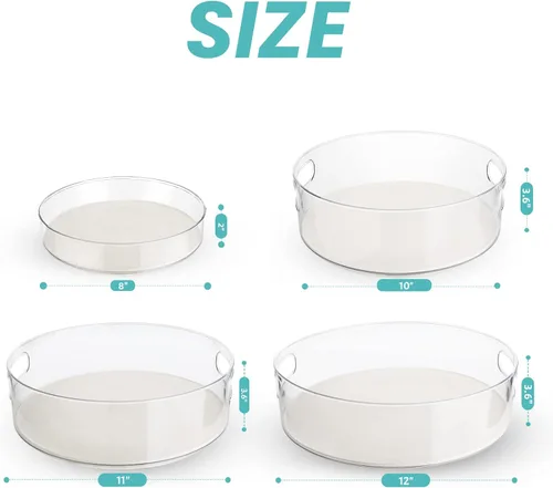Vista 5 de KAGUYA Paquete de 4 organizadores Lazy Susan, organizador giratorio antideslizante para gabinetes, despensa, cocina, encimera de oficina