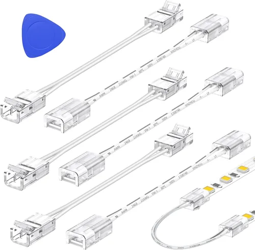 Vista 11 de EMITEVER - Paquete de 2 conectores de tira LED, extensión sin soldadura de 2 pines para luz de 0.315 in works with 5V/12V/24V LED strip