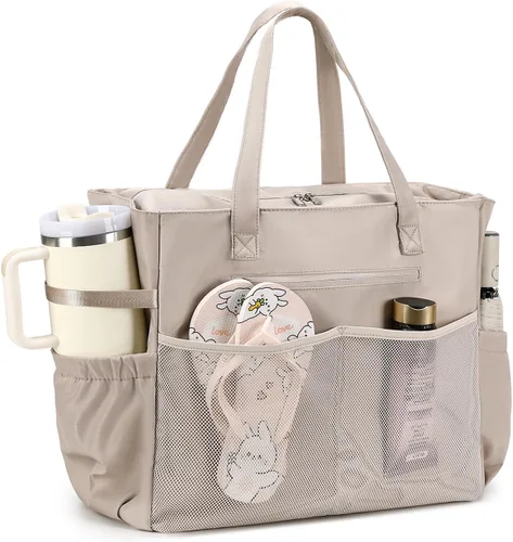 Vista 25 de Bluboon - Bolsa de playa impermeable para mujer, extra grande, con compartimento húmedo, para llevar de fin de semana, bolsa de piscina para viajes