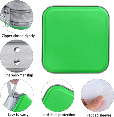 Vista 2 de Siveit Estuche para CD, Capacidad para 40 CD/DVD, Cartera Portadora de Estuches de Plástico Duro para Discos DVD, Carpeta de Almacenamiento
