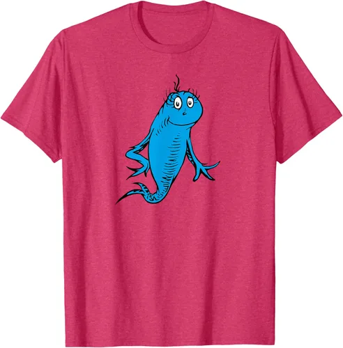 Vista 33 de Dr. Seuss Blue Fish Character - Camiseta con licencia oficial Negro