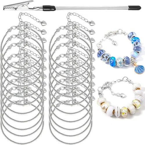Vista 10 de 10 pulseras de cadena de serpiente con pulsera de 0.118 in ajustable con dije de serpiente con cierre de langosta y corazón, cadena extensora