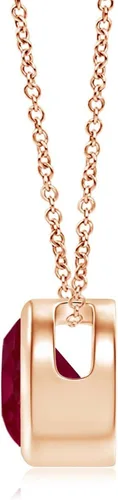 Vista 8 de ANGARA - Collar con colgante solitario de rubí natural con diamante en oro macizo de 14 quilates, platino para mujeres y niñas con cadena de 18