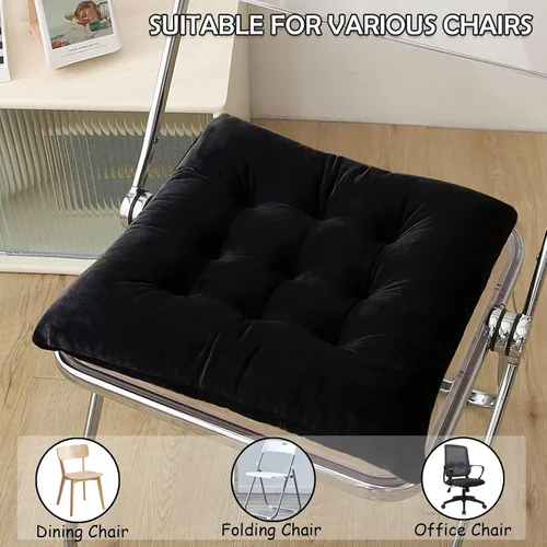 Vista 5 de Juego de 2 cojines para sillas de comedor con lazos, almohadilla antideslizante para silla de cocina para interior y tapete de asiento de comedor