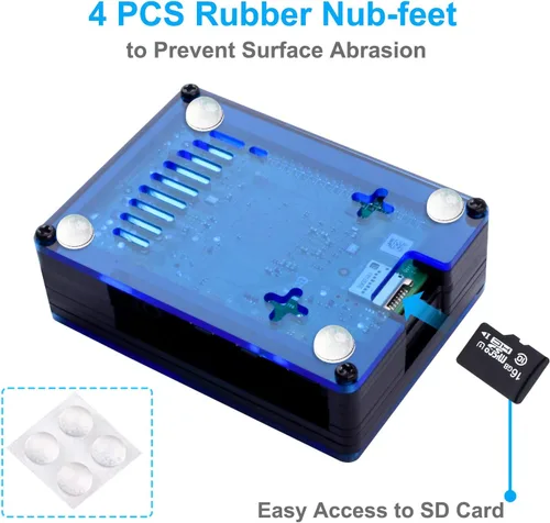 Vista 5 de Miuzei Carcasa para Raspberry Pi 4 con ventilador de refrigeración, disipadores de calor, carcasa para Pi 4B Carcasa para Pi 4 Modelo B / Pi4
