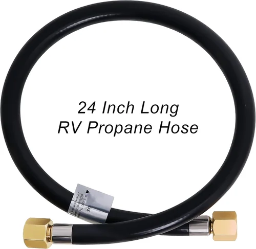Vista 3 de Wadoy, conjunto de conector de manguera de propano para cámper, 2 pies, 3/8" rosca hembra x 3/8" rosca hembra para conexión rápida, manguera de 24