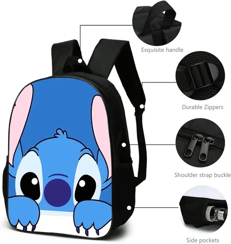 Vista 3 de Conjunto de mochila de moda de 3 piezas para niños y niñas con correa de hombro ajustable con bolsa de hombro y estuche para lápices Multicolor-2