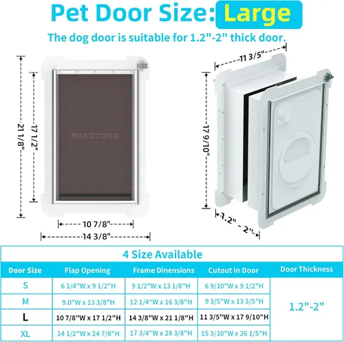 Vista 5 de MIAOTONG - Puerta grande de acero con 3 solapas para puerta con panel de bloqueo deslizante de metal Energy-Efficient Insulated Pet Door, Extreme