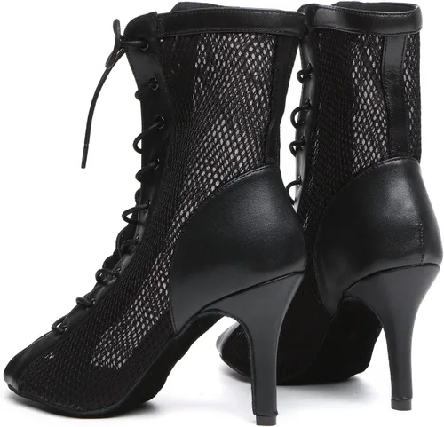 Vista 3 de Minishion Tacones de baile sexy para mujer, sandalias de malla para fiesta