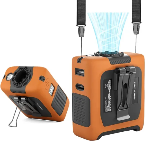 Vista 10 de FANSYJKJ Ventilador portátil portátil con 5 velocidades máximas 55 horas de trabajo, ventiladores portátiles de bajo ruido, ventiladores de cuello