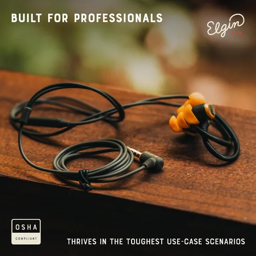 Vista 4 de Elgin Rumble - Auriculares con cable para protección auditiva con micrófono, audífonos internos, conector de 3.5mm, reducción de ruido de 27 dB