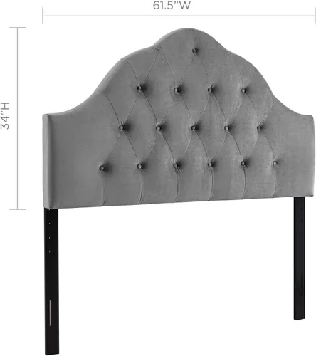 Vista 2 de Modway Sovereign - Cabecero de terciopelo con estilo capitoné de diamantes para cama Queen, color gris