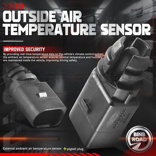 Vista 3 de Sensor de temperatura del aire ambiente exterior con enchufe compatible con Audi A4 A6 A7 Q5 Q7 compatible con VW Golf Jetta Passat