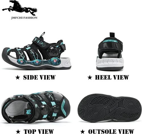 Vista 7 de JMFCHI FASHION Sandalias deportivas para niños, sandalias deportivas para exteriores, senderismo, atléticas, sandalias de playa con punta cerrada