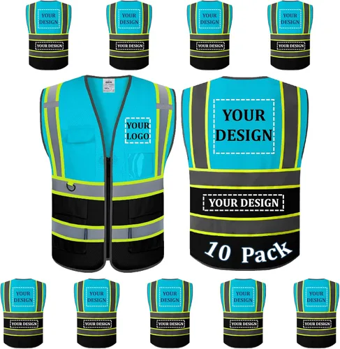 Vista 10 de BeautyWill Chaleco de Seguridad con Logo Personalizado Clase 2 Chaleco Reflectante de Alta Visibilidad Chaleco de Construcción Transpirable