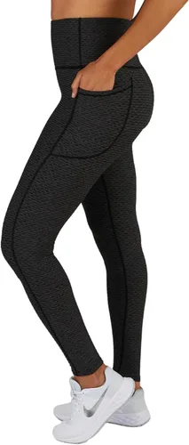 Vista 2 de IZOD Leggings de entrenamiento de cintura alta con textura activa para mujer con bolsillos