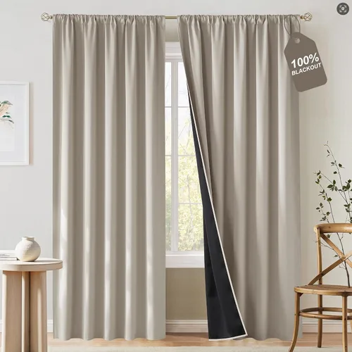 Vista 57 de NICETOWN Biscotti - Cortinas de cocina beige de 36 pulgadas de largo, bolsillo para barra, 100% opacas, casuales y relajantes, tratamientos