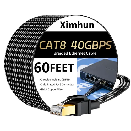 Vista 21 de Cables Ethernet Cat 8 de 3 pies, cable trenzado de red de Internet