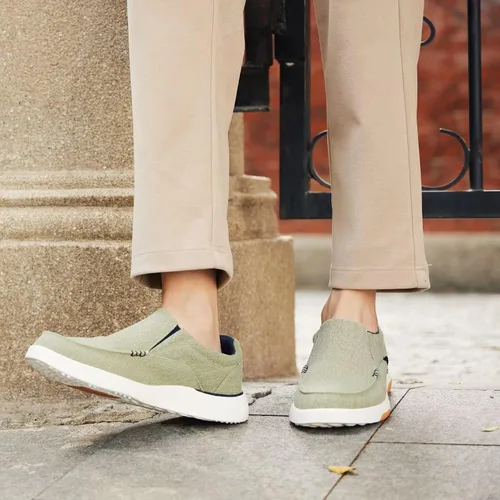 Vista 2 de OrthoComfoot Zapatos ortopédicos cómodos sin cordones para hombre con soporte de arco, mocasines ortopédicos para fascitis plantar, zapatos de lona