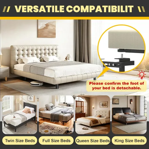 Vista 5 de Soportes de cabecera para marco de cama de metal, soportes ajustables universales para cabecero con kit de extensión de pie de cama que se ajusta a