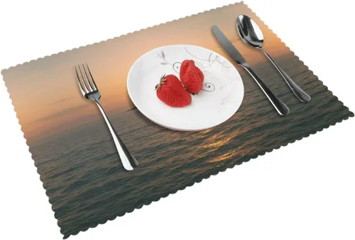 Vista 17 de Rectangular Placemats Set of 4, Heat Resistant Donuts Printed Kitchen Dining Table Mats