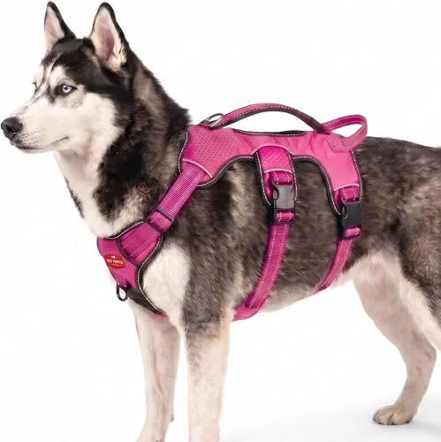 Vista 22 de Tuff Pupper Arnés para perro sin escape a prueba de escape, arnés ajustable de 5 puntos para perros, arneses acolchados para perros, arneses