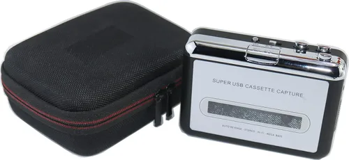 Vista 2 de Suw - Funda de viaje rígida para reproductor de casetes Reshow - Reproductor de cinta portátil captura música de audio MP3 (solo estuche)