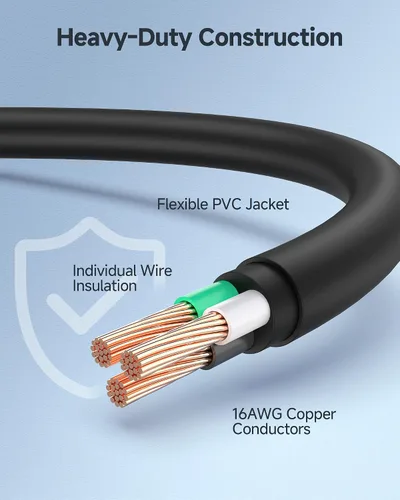 Vista 5 de Cable Matters - Paquete de 2 cables de alimentación cortos para computadora de 16 AWG, 3 clavijas, de 3 pies, repuesto de cable de alimentación