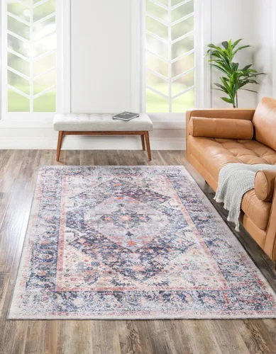 Vista 22 de Unique Loom Yara Collection - Alfombra de área Yash (2' x 3' Rectángulo, Lino Carbón/Beige)
