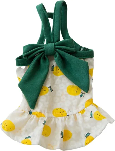 Vista 14 de Vestido para perro con manga abombada, amarillo limón, girasol, piña, a cuadros, ropa de verano para perros pequeños y niñas Botón de amor
